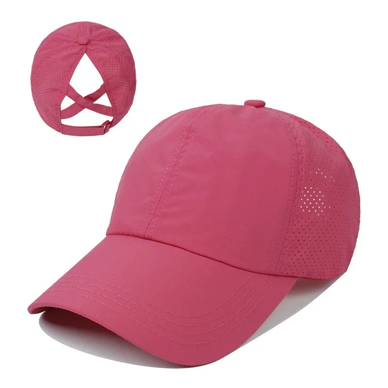 Atmungsaktive Mesh Baseballkappe mit Ponytail Öffnung – Leichte Sommer Cap für Damen mit verstellbarem Verschluss & luftdurchlässigem Mesh Design