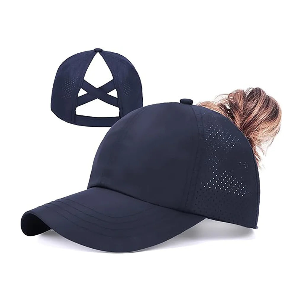 Atmungsaktive Mesh Baseballkappe mit Ponytail Öffnung – Leichte Sommer Cap für Damen mit verstellbarem Verschluss & luftdurchlässigem Mesh Design