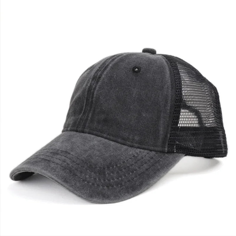 Vintage Washed Mesh Baseballkappe – Atmungsaktive Retro Trucker Cap im Used Look für Damen & Herren mit verstellbarer Passform