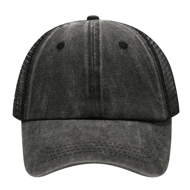 Vintage Washed Mesh Baseballkappe – Atmungsaktive Retro Trucker Cap im Used Look für Damen & Herren mit verstellbarer Passform