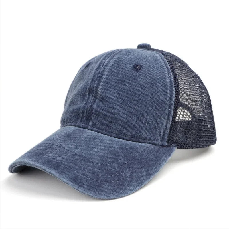 Vintage Washed Mesh Baseballkappe – Atmungsaktive Retro Trucker Cap im Used Look für Damen & Herren mit verstellbarer Passform