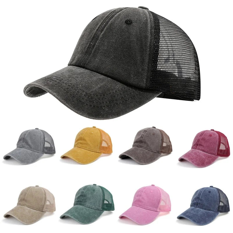 Vintage Washed Mesh Baseballkappe – Atmungsaktive Retro Trucker Cap im Used Look für Damen & Herren mit verstellbarer Passform