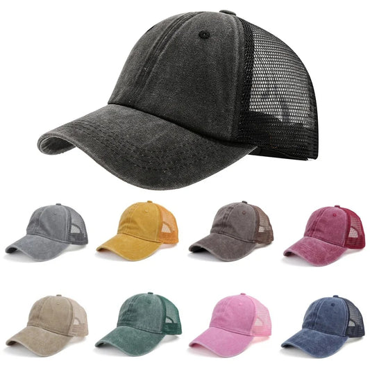 Vintage Washed Mesh Baseballkappe – Atmungsaktive Retro Trucker Cap im Used Look für Damen & Herren mit verstellbarer Passform