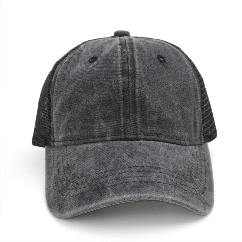 Vintage Washed Mesh Baseballkappe – Atmungsaktive Retro Trucker Cap im Used Look für Damen & Herren mit verstellbarer Passform