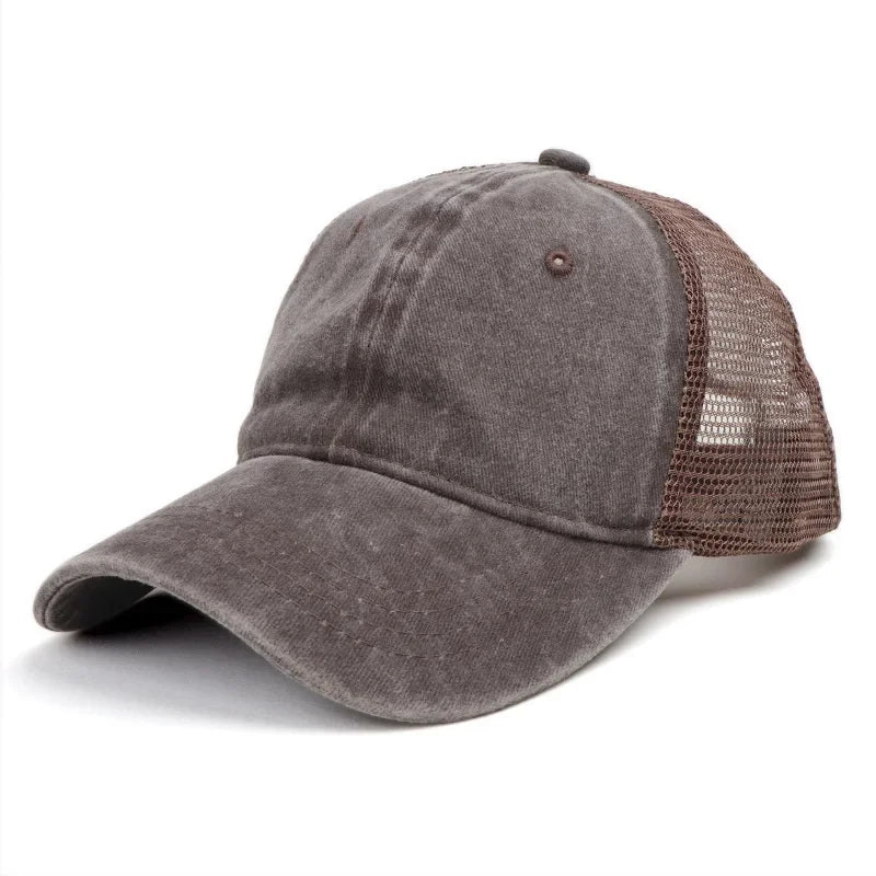 Vintage Washed Mesh Baseballkappe – Atmungsaktive Retro Trucker Cap im Used Look für Damen & Herren mit verstellbarer Passform