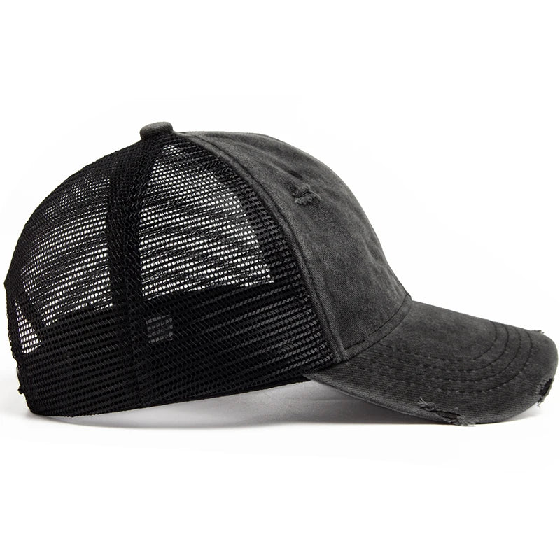 Vintage Mesh Trucker Snapback Baseballkappe – Verstellbare Retro Cap mit atmungsaktivem Netz Design für Damen & Herren