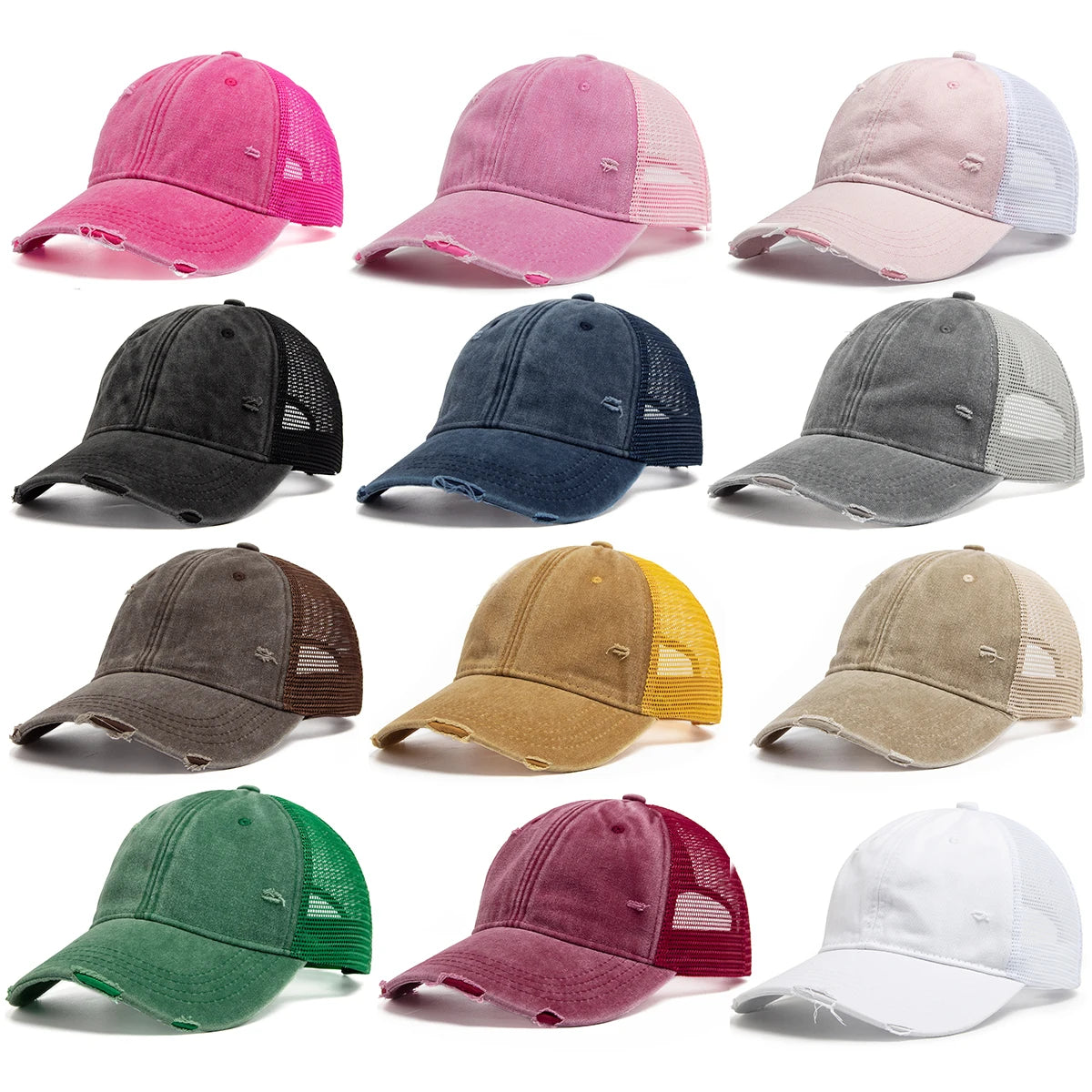 Vintage Mesh Trucker Snapback Baseballkappe – Verstellbare Retro Cap mit atmungsaktivem Netz Design für Damen & Herren