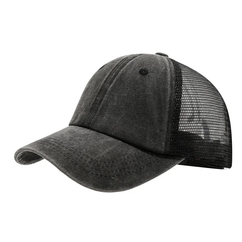 Vintage Washed Mesh Baseballkappe – Atmungsaktive Retro Trucker Cap im Used Look für Damen & Herren mit verstellbarer Passform