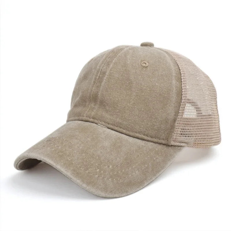 Vintage Washed Mesh Baseballkappe – Atmungsaktive Retro Trucker Cap im Used Look für Damen & Herren mit verstellbarer Passform