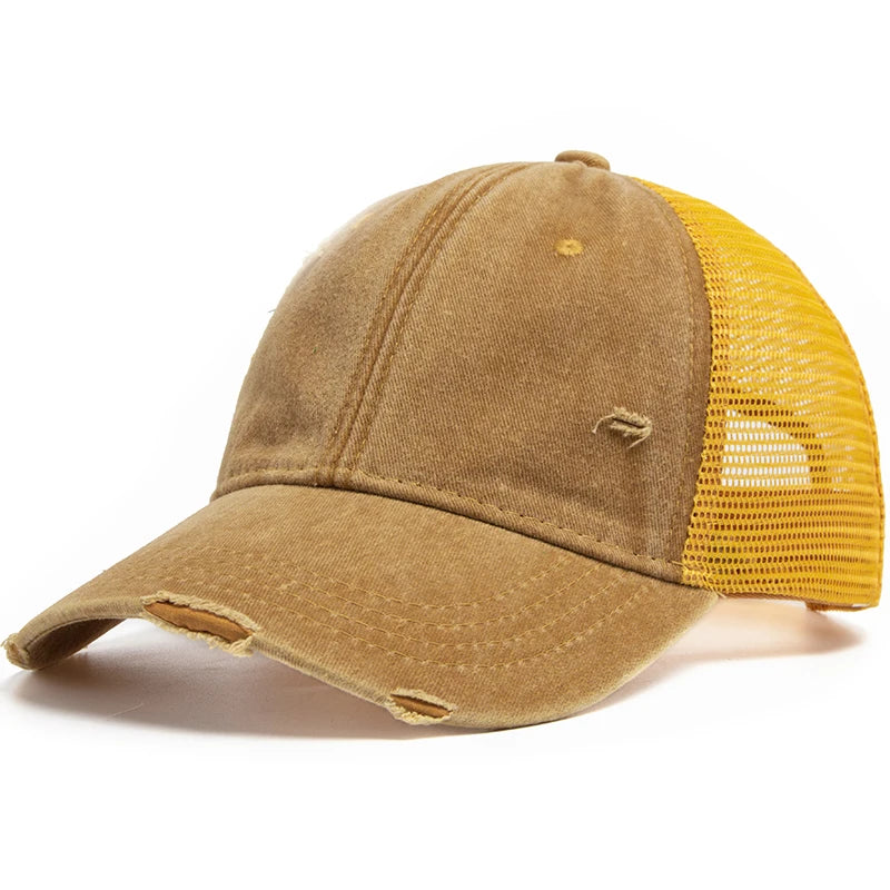 Vintage Mesh Trucker Snapback Baseballkappe – Verstellbare Retro Cap mit atmungsaktivem Netz Design für Damen & Herren