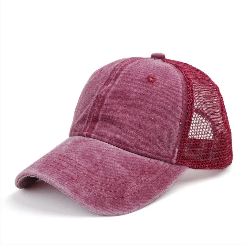 Vintage Washed Mesh Baseballkappe – Atmungsaktive Retro Trucker Cap im Used Look für Damen & Herren mit verstellbarer Passform