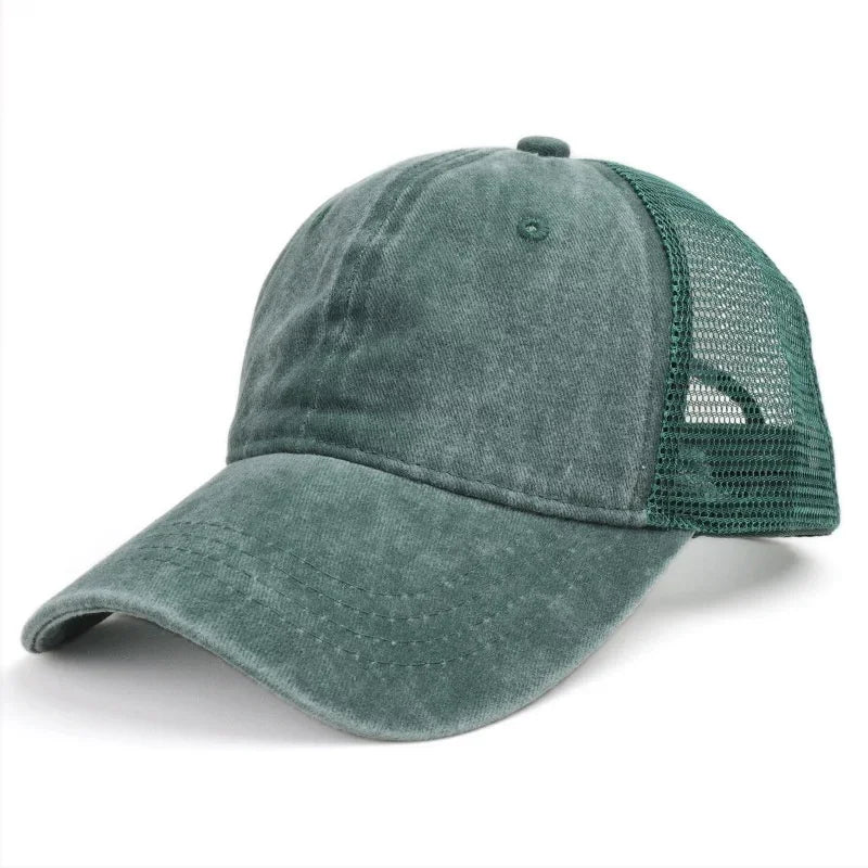 Vintage Washed Mesh Baseballkappe – Atmungsaktive Retro Trucker Cap im Used Look für Damen & Herren mit verstellbarer Passform