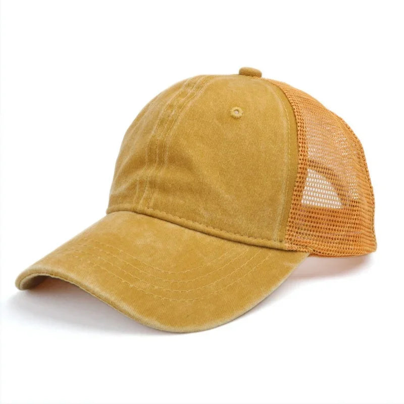 Vintage Washed Mesh Baseballkappe – Atmungsaktive Retro Trucker Cap im Used Look für Damen & Herren mit verstellbarer Passform