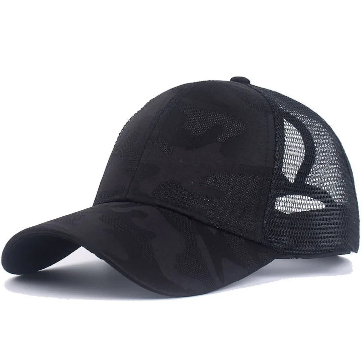 Camouflage Mesh Ponytail Trucker Cap – Atmungsaktive Baseballkappe mit Pferdeschwanz Öffnung & Mesh Netz für Damen Outdoor Looks