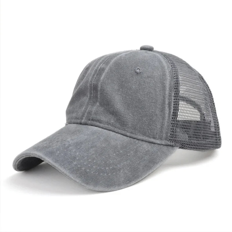 Vintage Washed Mesh Baseballkappe – Atmungsaktive Retro Trucker Cap im Used Look für Damen & Herren mit verstellbarer Passform