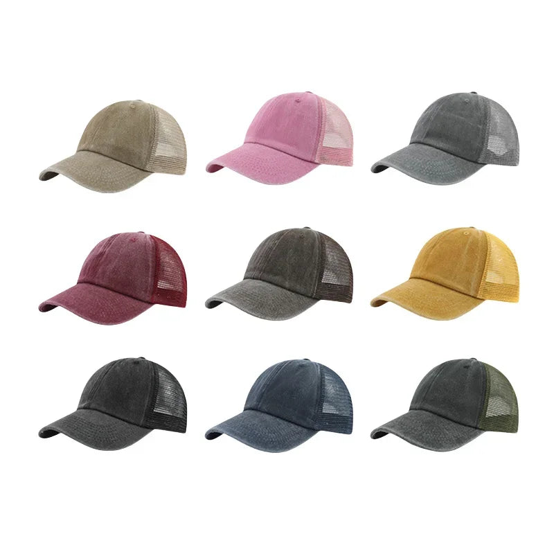 Vintage Washed Mesh Baseballkappe – Atmungsaktive Retro Trucker Cap im Used Look für Damen & Herren mit verstellbarer Passform