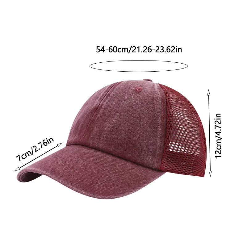 Vintage Washed Mesh Baseballkappe – Atmungsaktive Retro Trucker Cap im Used Look für Damen & Herren mit verstellbarer Passform