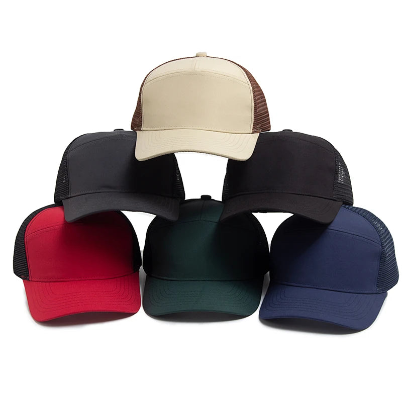 7 Panel Mesh Snapback Baseballkappe – Moderne Trucker Cap mit atmungsaktivem Netz Design & verstellbarem Snapback Verschluss für Damen & Herren