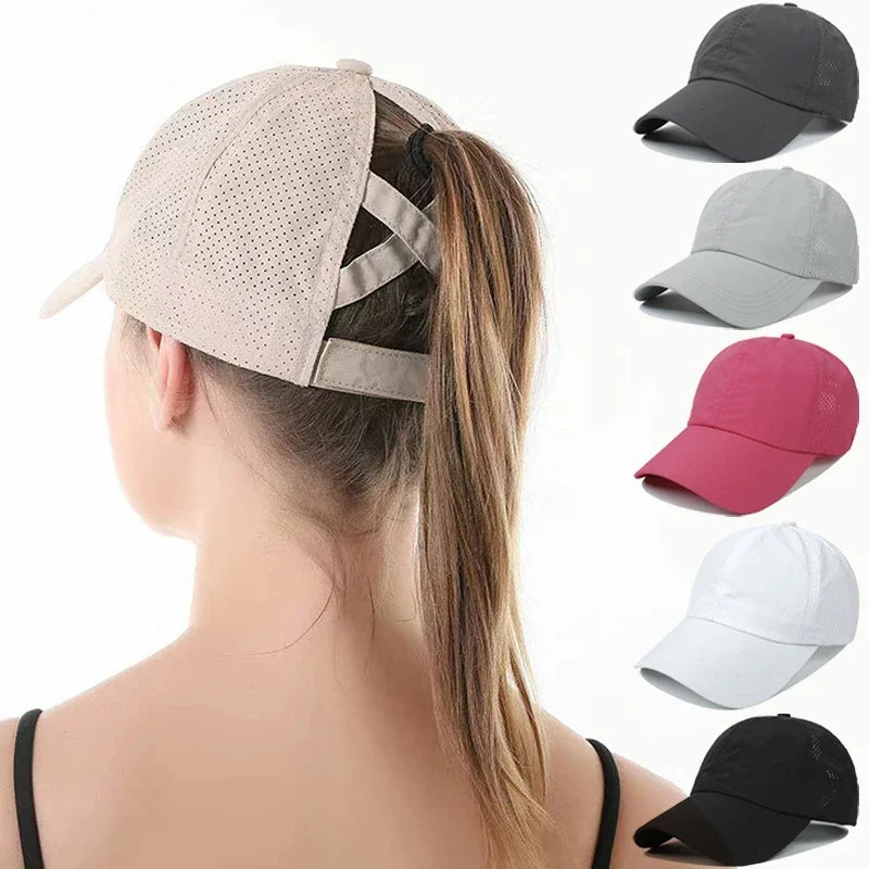 Atmungsaktive Mesh Baseballkappe mit Ponytail Öffnung – Leichte Sommer Cap für Damen mit verstellbarem Verschluss & luftdurchlässigem Mesh Design